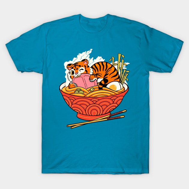 Tiger Loves Ramen T-Shirt by ppmid